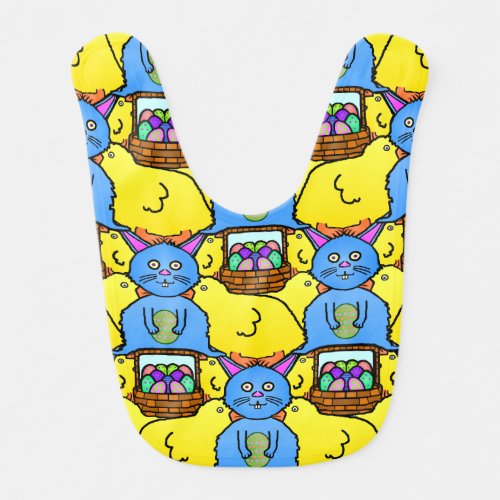 Funny MC Easter Bunny Chicks Tessellation Pattern Baby Bib