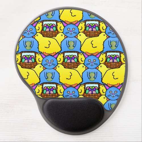 Funny MC Easter Bunny Chicks Tessellation Pattern Gel Mouse Pad