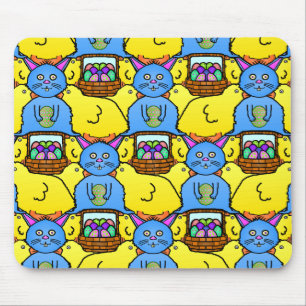 Funny MC Easter Bunny Chicks Tessellation Pattern Mouse Pad