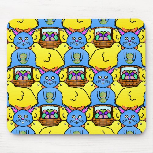 Funny MC Easter Bunny Chicks Tessellation Pattern Mouse Pad