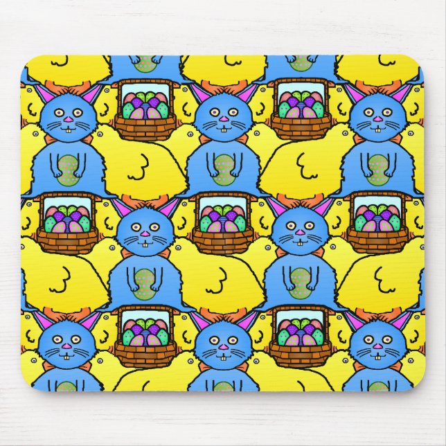 Funny MC Easter Bunny Chicks Tessellation Pattern Mouse Pad (Front)