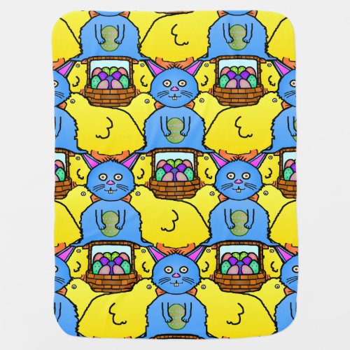 Funny MC Easter Bunny Chicks Tessellation Pattern Receiving Blanket