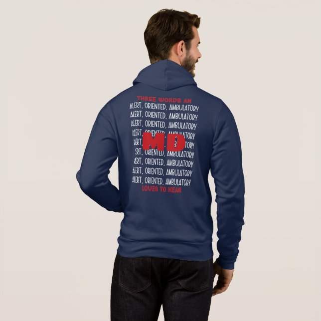 Funny MD Alert Custom CNA/LPN/EMT/PA/RN/RT/NP Hoodie (Back Full)
