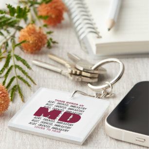 Funny MD Alert Custom CNA/LPN/EMT/PA/RN/RT/NP Keychain