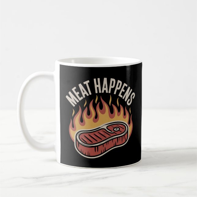 Funny Meat Happens BBQ Steak Lover Mug (Left)