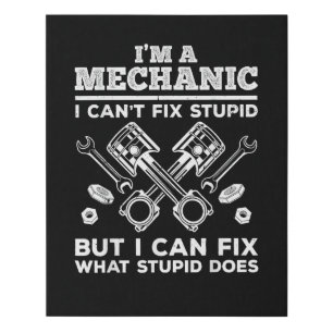 Funny Mechanic for Men Dad Car Auto Diesel Automob Faux Canvas Print