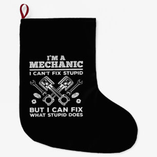 Funny Mechanic for Men Dad Car Auto Diesel Automob Large Christmas Stocking