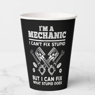 Funny Mechanic for Men Dad Car Auto Diesel Automob Paper Cups
