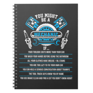 Funny Mechanic Garage Workshop Technician Notebook