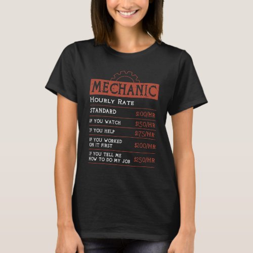 Funny Mechanic Hourly Rate _ Funny Car Mechanic T_Shirt