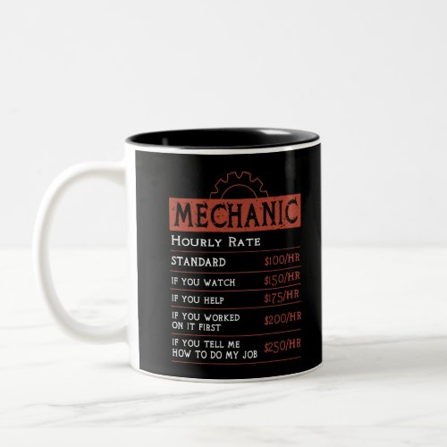 Funny Mechanic Hourly Rate _ Funny Car Mechanic Two_Tone Coffee Mug