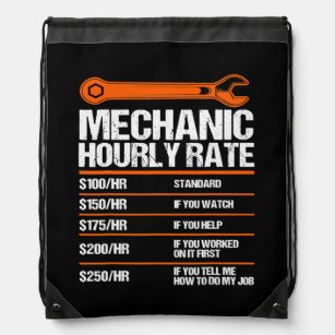 Funny Mechanic Hourly Rate future mechanic  Drawstring Bag
