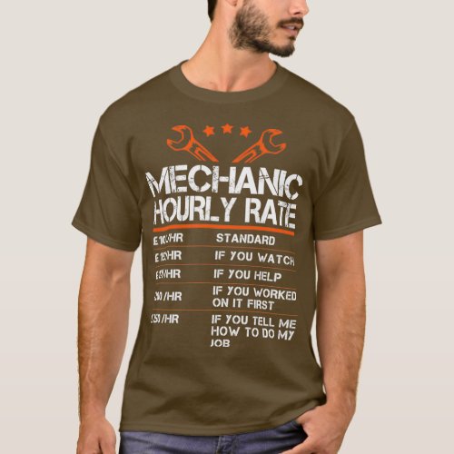 Funny Mechanic Hourly Rate Gift Labor UK Pound Rat T_Shirt