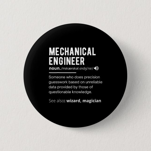Funny Mechanical Engineer Definition Engineering  Button (Front)