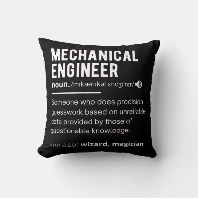Funny Mechanical Engineer Definition Engineering Throw Pillow (Front)