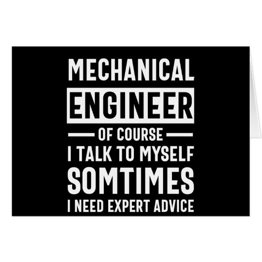 Funny Mechanical Engineer Gift Cards (Front Horizontal)