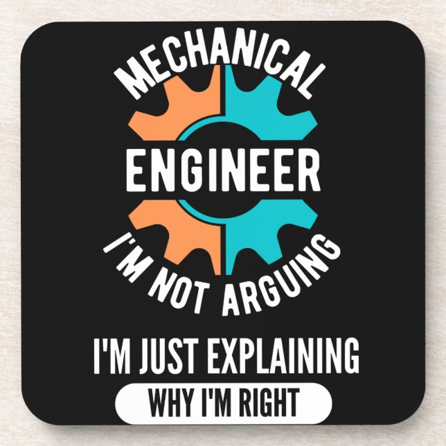Funny Mechanical Engineer, Mechanical Engineering Beverage Coaster (Front)