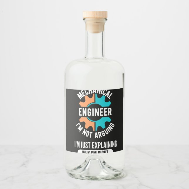 Funny Mechanical Engineer, Mechanical Engineering Liquor Bottle Label (Front)