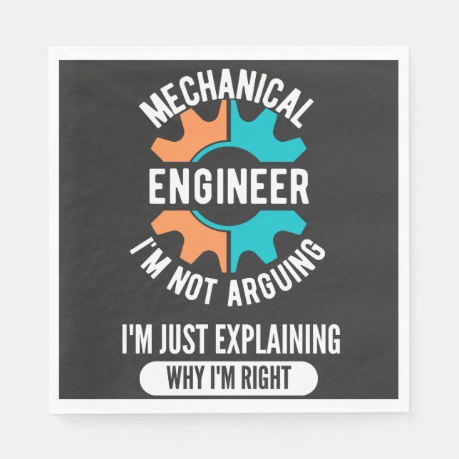 Funny Mechanical Engineer, Mechanical Engineering Napkins (Front)
