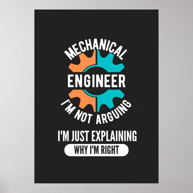 Funny Mechanical Engineer, Mechanical Engineering Poster (Front)