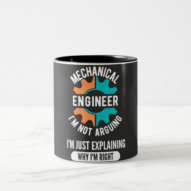 Funny Mechanical Engineer, Mechanical Engineering Two-Tone Coffee Mug (Center)