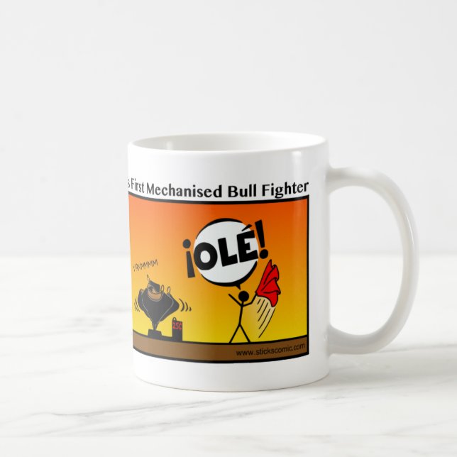Funny Mechanised Bull Fighter Stickman Mug - 104 (Right)