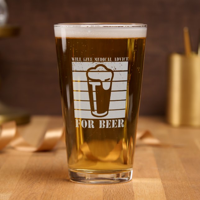 Funny Medical advice word art  Pint Glass (Party)