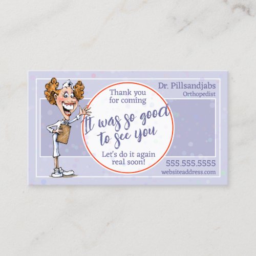 Funny Medical Appointment Reminder Happy Nurse Business Card