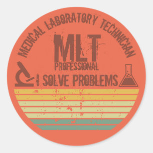 Funny medical lab tech mlt vintage classic round sticker