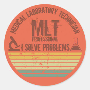 Funny medical lab tech mlt vintage sunset classic round sticker