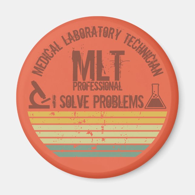 Funny medical lab tech mlt vintage sunset magnet (Front)