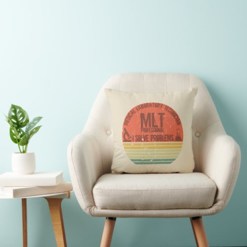 Funny medical lab tech mlt vintage sunset throw pillow