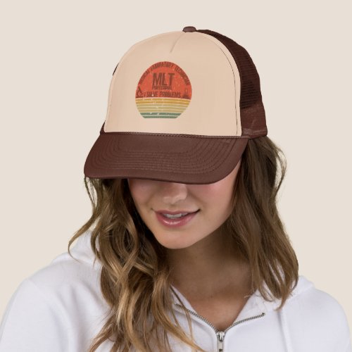 Funny medical lab tech mlt vintage sunset trucker hat