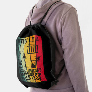 Funny medical lab tech scientist drawstring bag