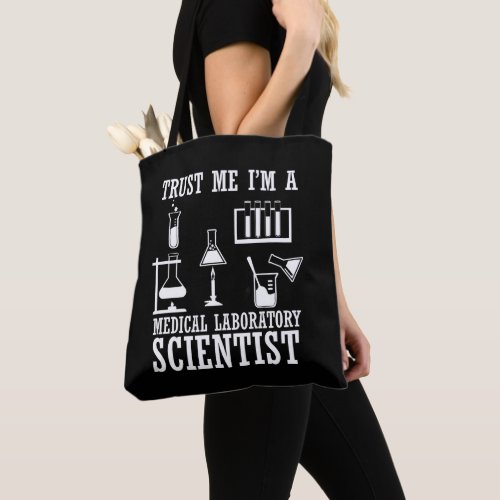 Funny medical lab tech scientist humor laboratory tote bag