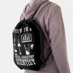 Funny medical lab tech scientist laboratory drawstring bag