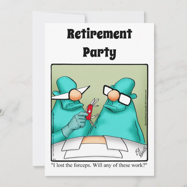 Funny Medical Retirement Humor Party Invitations (Front)