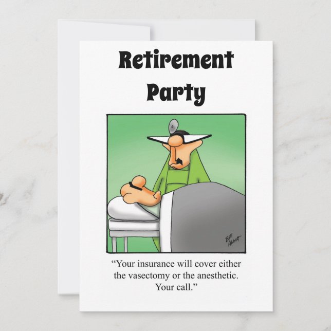 Funny Medical Retirement Humor Party Invitations (Front)