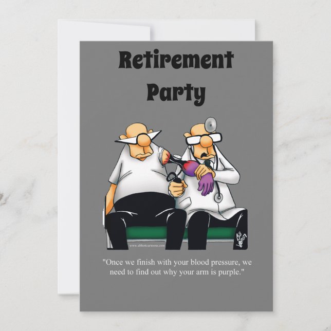 Funny Medical Retirement Humor Party Invitations (Front)