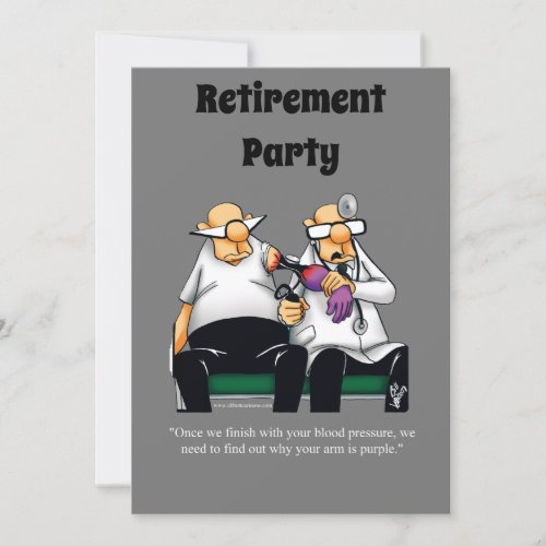 Funny Medical Retirement Humor Party Invitations