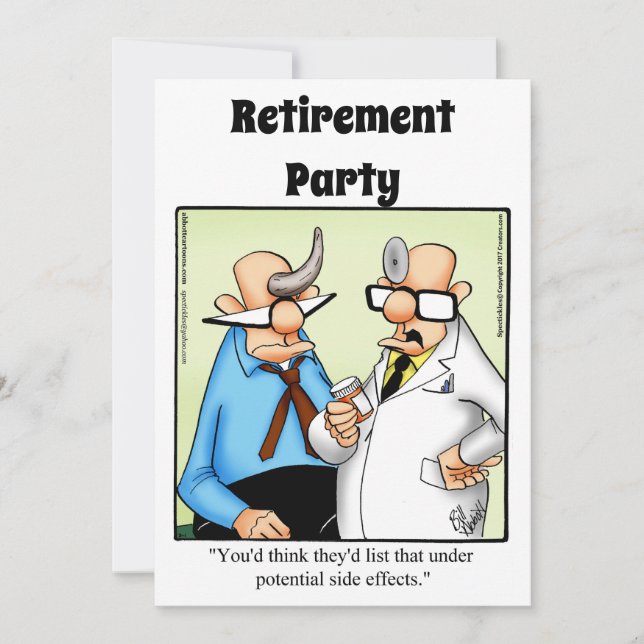 Funny Medical Retirement Humor Party Invitations (Front)