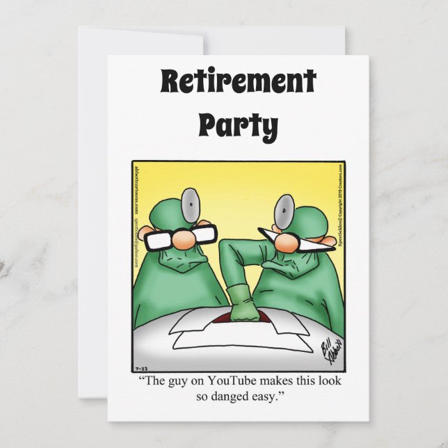 Funny Medical Retirement Humor Party Invitations (Front)