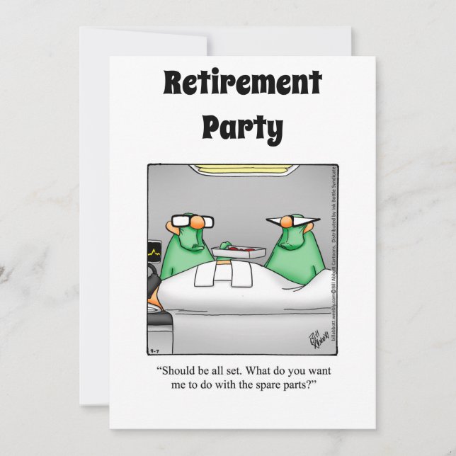 Funny Medical Retirement Humor Party Invitations (Front)