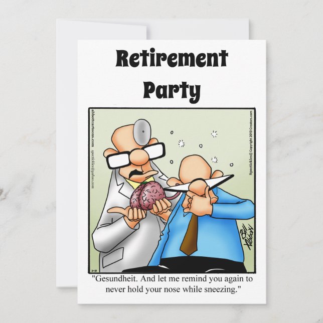 Funny Medical Retirement Humor Party Invitations (Front)