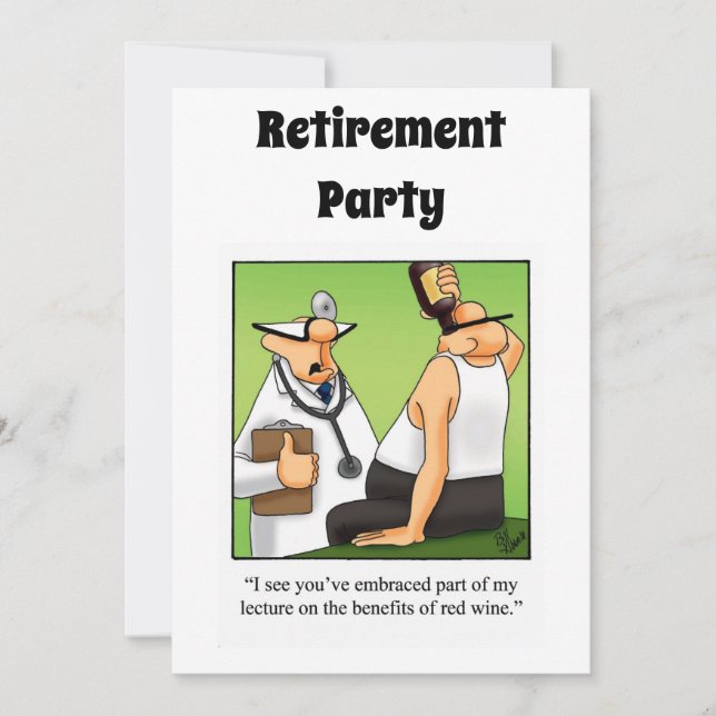 Funny Medical Retirement Humor Party Invitations (Front)