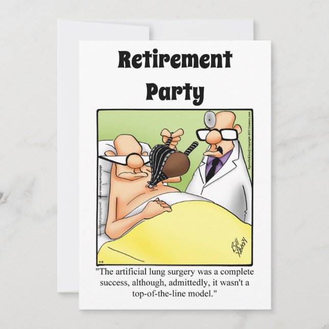 Funny Medical Retirement Humor Party Invitations (Front)