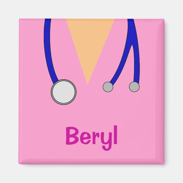 Funny Medical Scrubs Whimsical Personalised Fridge Magnet (Front)