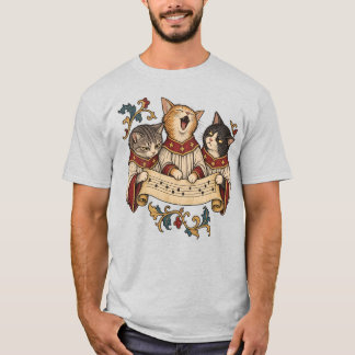 Funny Medieval Cat Choir in Illuminated Manuscript T-Shirt