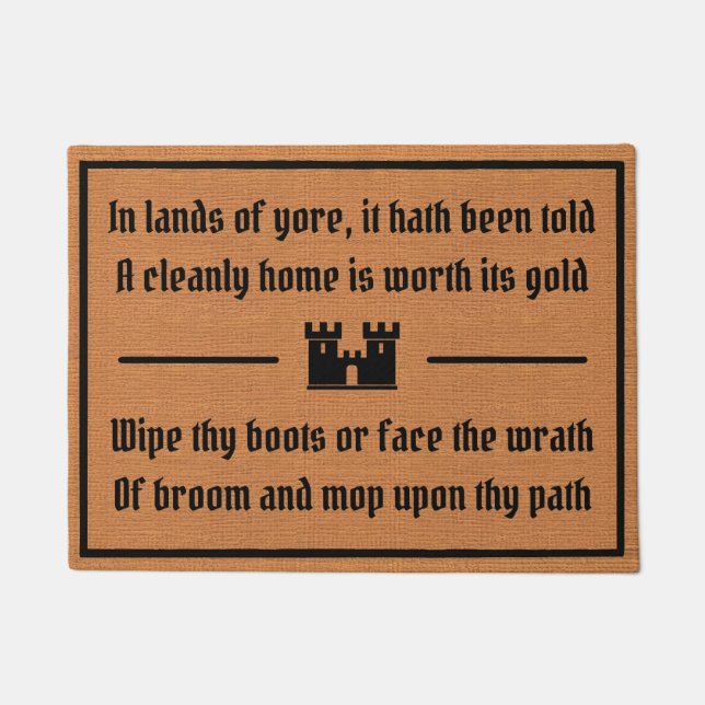 Funny Medieval Humor Rustic Brown Minimalist Doormat (Front)