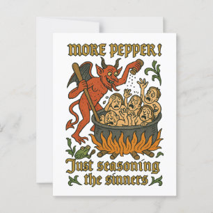 Funny Medieval Meme Devil Cartoon Halloween Postcard